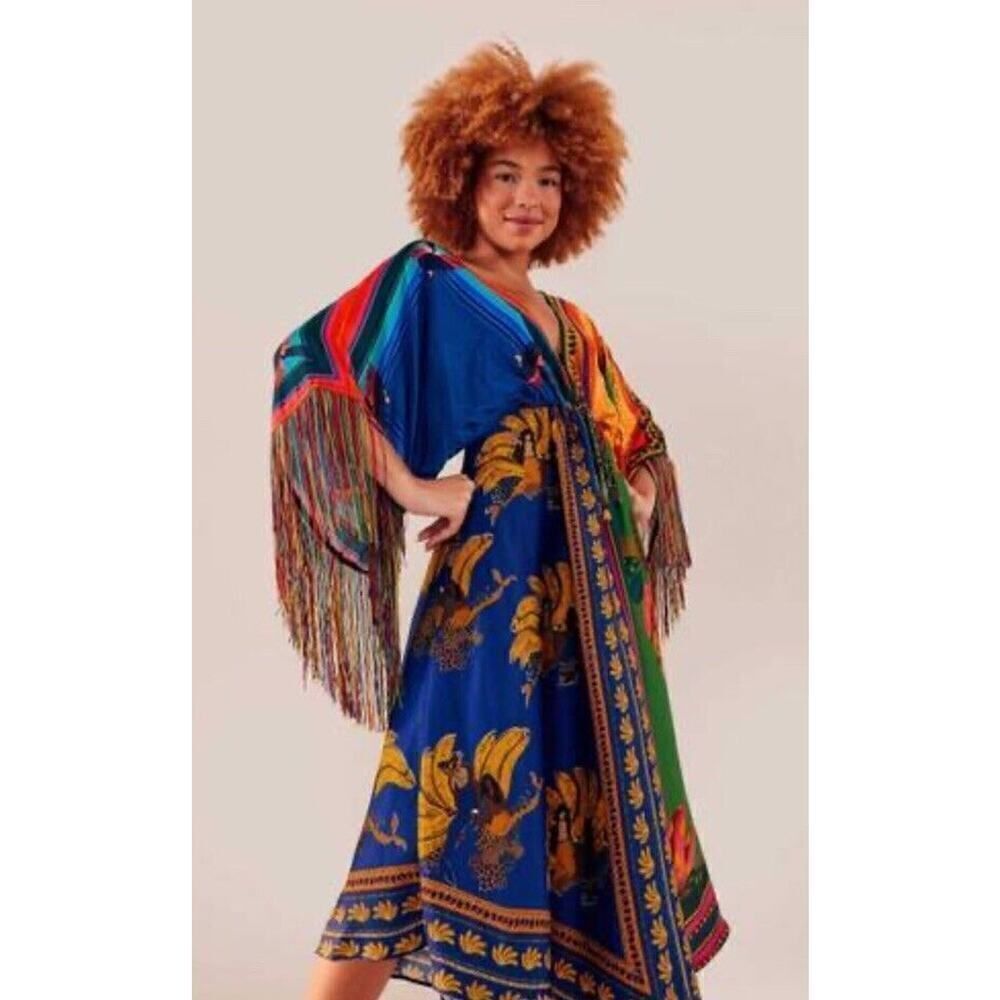 FARM Rio Multicolor Fringe Midi Dress